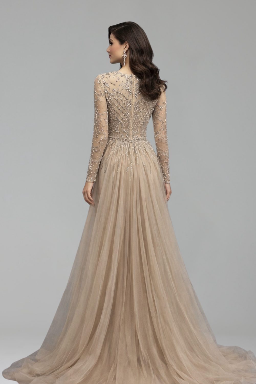 Beaded Mermaid Detachable Overskirt Dress - LAROSABRIDE
