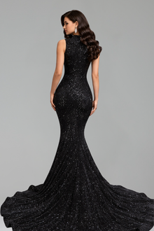 High Neck Beaded Mermaid Gown - LAROSABRIDE