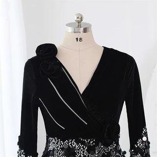 Ships in 2 to 5 Days – Long Sleeve Evening Dress - Elegant Black Maxi Gown for Parties and Formal Events