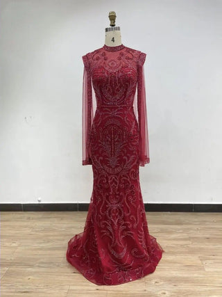 Ships in 2 to 5 Days - 2025 Elegant Gold High Neck Formal Occasion Dress - Luxury Mermaid Evening Gown with Cape for Arabic Parties