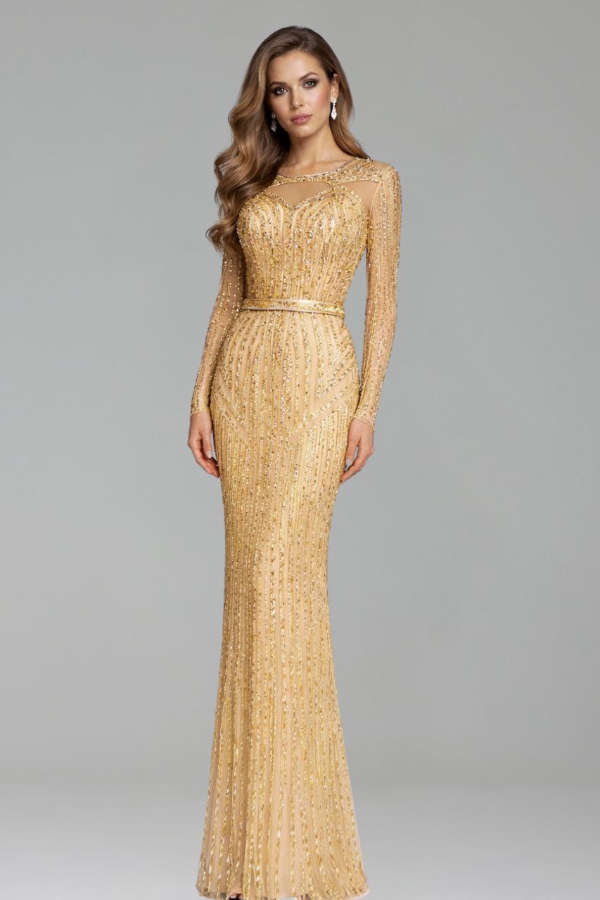 Beaded Tassel Mermaid Evening Gown - LAROSABRIDE