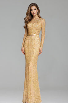 Beaded Tassel Mermaid Evening Gown - LAROSABRIDE
